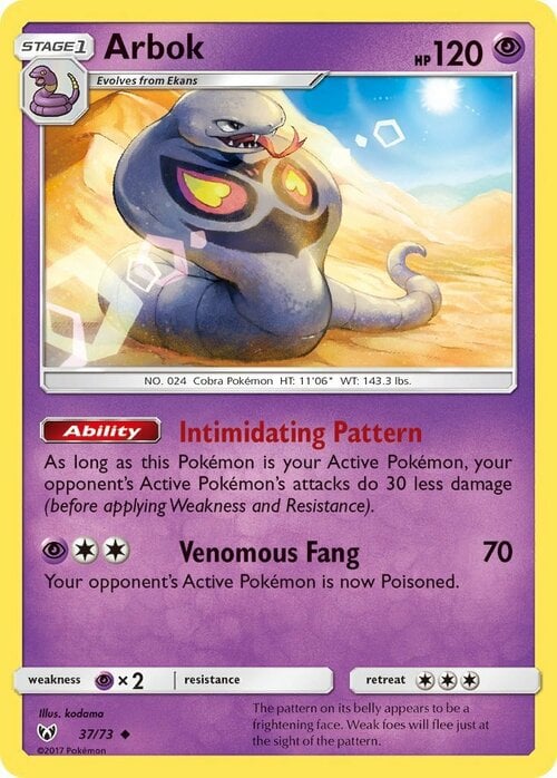 Arbok [Intimidating Patterns | Venomous Fang] Card Front