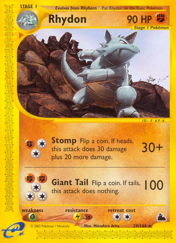pokemon card rhydon Diamond and Pearl Fighting Charismatic Drill (40+ If you played Giovannis Charisma from your hand during this turn 1999 Pokemon Jungle 1st Edition