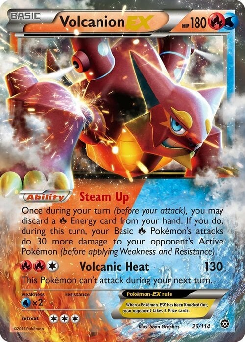 Volcanion EX [Steam Up | Volcanic Heat] Card Front