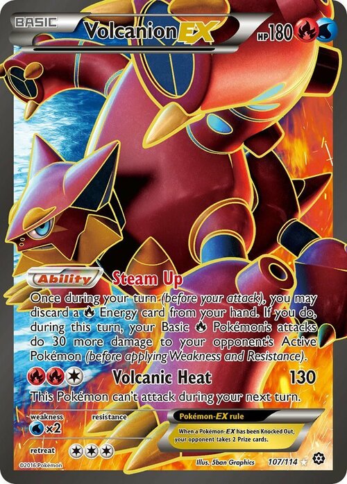 Volcanion EX [Steam Up | Volcanic Heat] Card Front