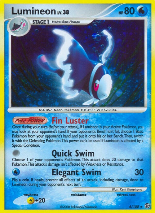 Lumineon Lv.38 [Fin Luster | Quick Swim | Elegant Swim] Card Front