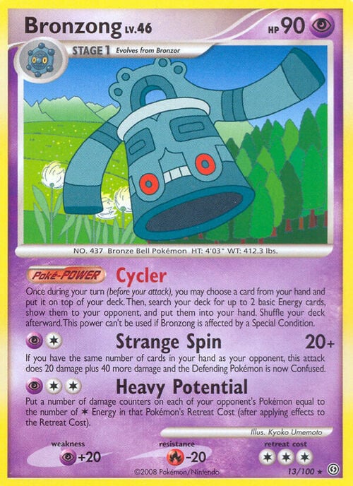 Bronzong Lv.46 [Cycler | Strange Spin | Heavy Potential] Card Front