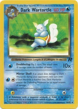 dark wartortle pokemon card Team Rocket #46/82 Trading (Signed by Jason Paige) [1W] Mirror Shell Dark Wartortle
