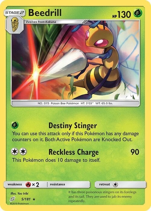 Beedrill [Destiny Stinger | Reckless Charge] Frente