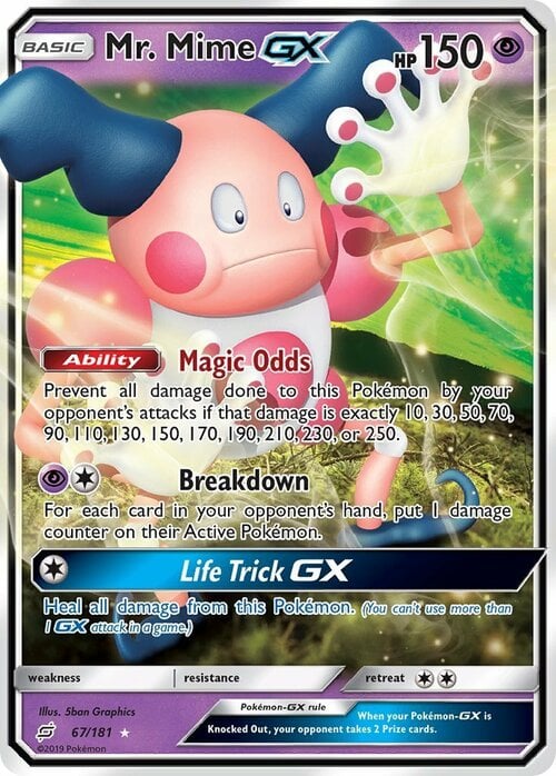 Mr. Mime GX [Magic Odds | Breakdown | Life Trick GX] Card Front