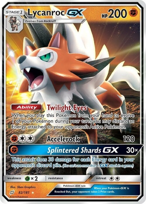 Lycanroc GX [Twilight Eyes | Accelerock | Splintered Shard GX] Card Front