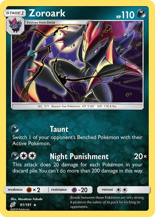 Zoroark [Taunt | Night Punishment] Card Front