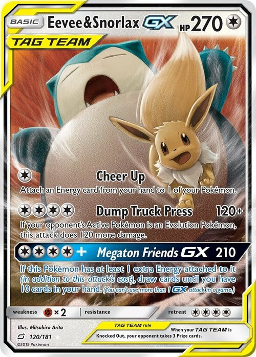 Eevee & Snorlax GX Card Front