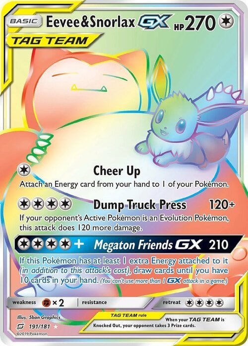 Eevee & Snorlax GX Card Front
