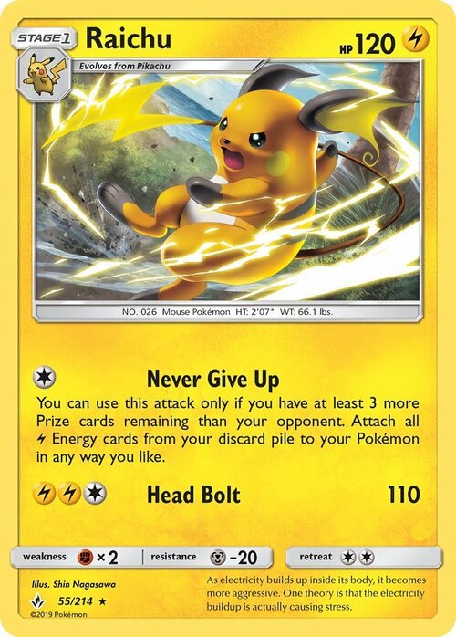 Raichu [Never Give Up | Head Bolt] Card Front