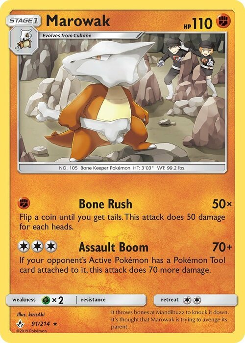 Marowak [Bone Rush | Assault Boom] Card Front