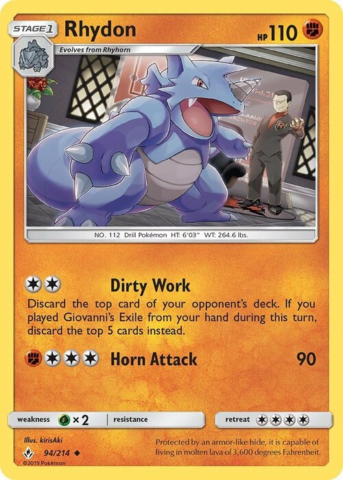 Rhydon [Dirty Work | Horn Attack] Card Front