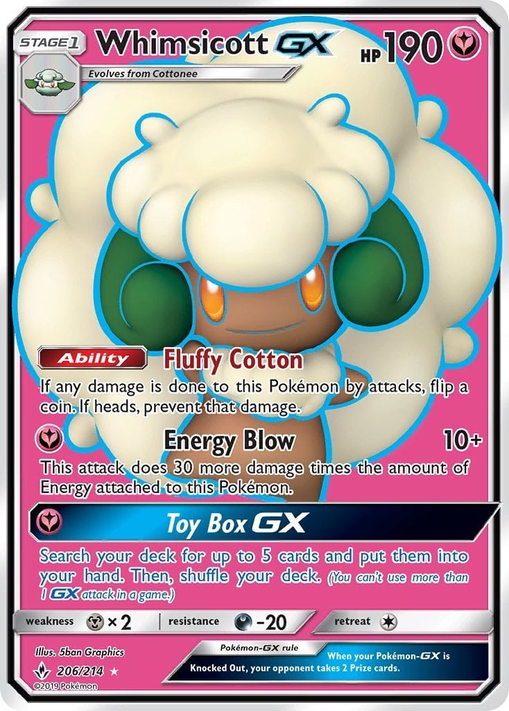 Whimsicott GX Pokémon Card - 140/214 Ultra Rare, Unbroken Bonds Expansion - View #6