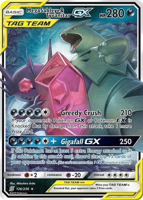 Mega Sableye & Tyranitar GX Card Front