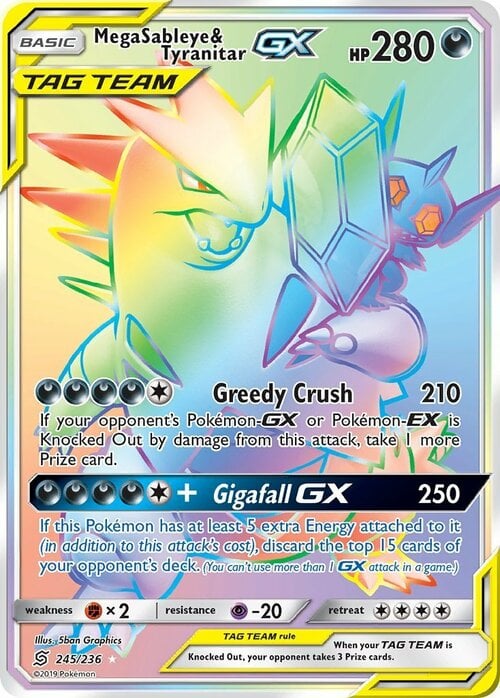 Mega Sableye & Tyranitar GX Card Front