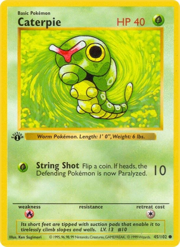 Caterpie キャタピー　shadowless PSA9 初期　初版　英語 caterpie-shadowless-45-102-
