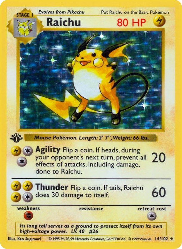 英語版初期　ポケモンカード　raichu shadowless　holo Raichu Base Set Shadowless | Pokémon | CardTrader