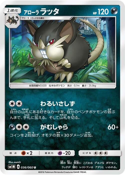 Raticate de Alola Frente