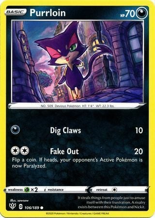 Purrloin [Dig Claws | Fake Out] Card Front