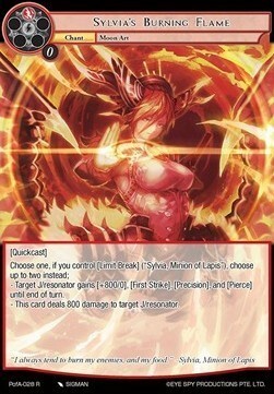 Sylvia's Burning Flame Card Front