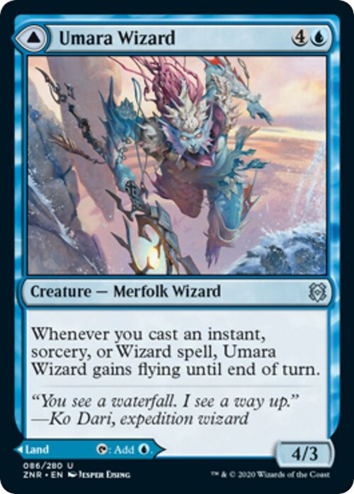Umara Wizard // Umara Skyfalls Card Front