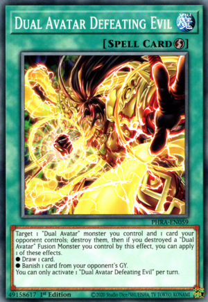 Dual Avatar Defeating Evil Card Front