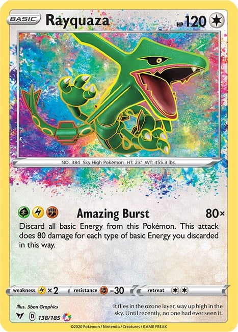 rare pokemon cards rayquaza Promo Rayquaza Star Pokemon Card Holographic Credit Card Holographic Credit  Card Skin – Anime Town Creations main image 0