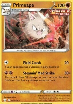 Primeape [Field Crush | Steamin' Mad Strike] Card Front