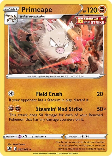Primeape [Field Crush | Steamin' Mad Strike] Card Front