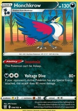 Honchkrow [Insomnia | Voltage Dive] Card Front