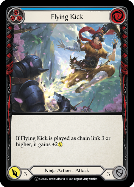 Flying Kick - Blue Card Front