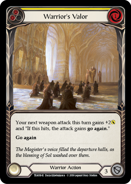 Warrior's Valor - Yellow Card Front