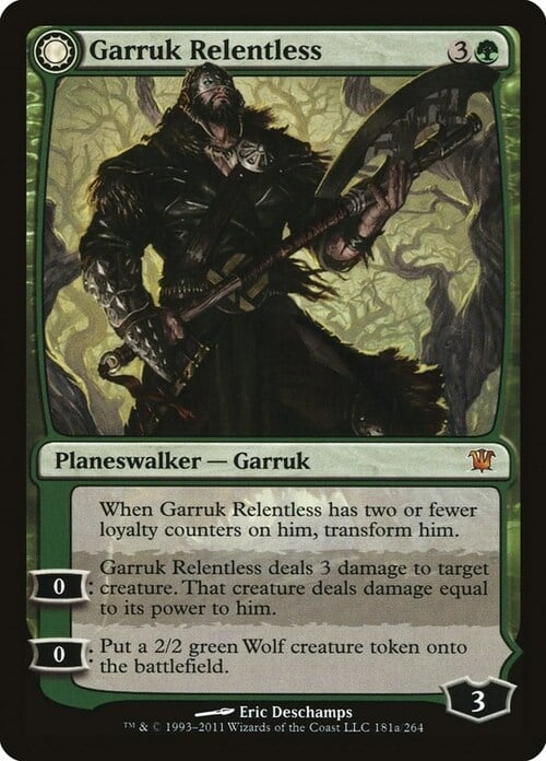 Garruk Relentless // Garruk, the Veil-Cursed Card Front