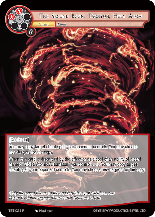 The Second Boon: Tachyon, Holy Atom Card Front