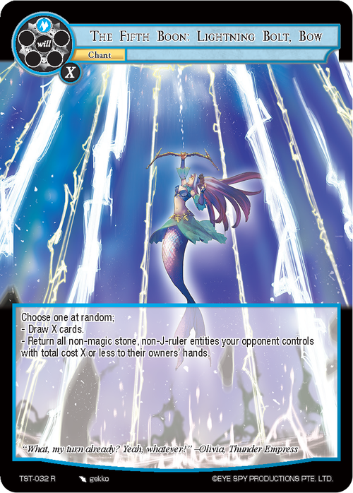 The Fifth Boon: Lightning Bolt, Bow Card Front