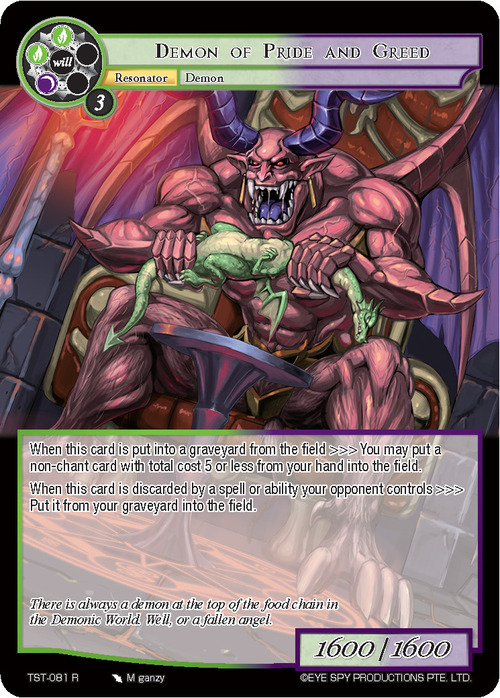 Demon of Pride and Greed Card Front