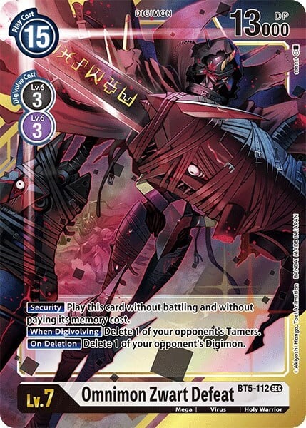 Omnimon Zwart Defeat Card Front