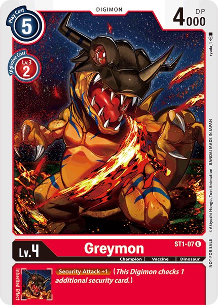 digimon cards greymon (X Antibody) [BT9-012] (Blast Ace Pre-Release Winner) [X Recor [When Attacking] [Once Per Turn] You may play 1 [Tai Kamiya] with a play cost of 3 or less from your hand without paying its memory cost. Greymon - BT5-010 - U