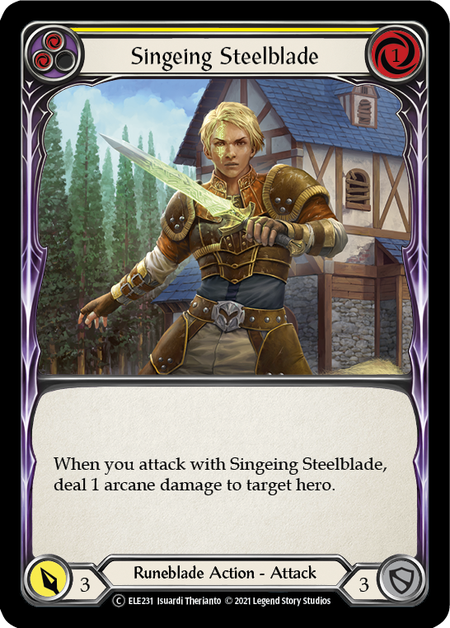 Singeing Steelblade - Yellow Card Front