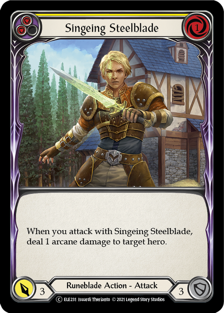 Singeing Steelblade (Yellow) Card Front