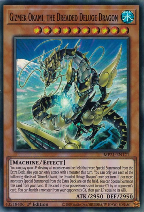 Gizmek Okami, the Dreaded Deluge Dragon Card Front