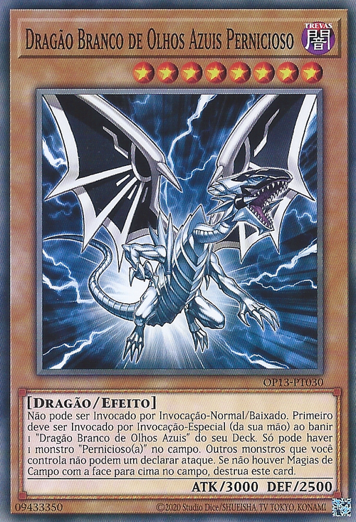 Drago Bianco Occhi Blu Maligno Card Front