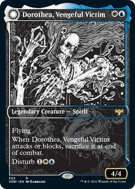 Dorothea, Vengeful Victim // Dorothea's Retribution Card Front