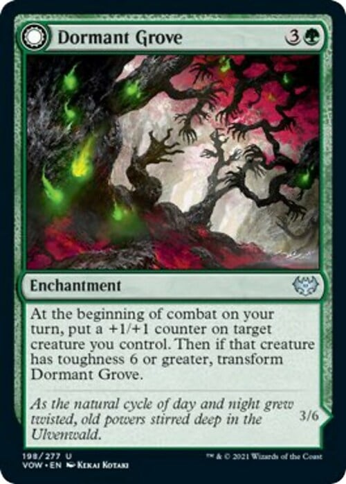 Dormant Grove // Gnarled Grovestrider Card Front