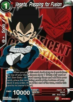 Vegeta, Prepping for Fusion Card Front