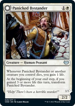 Panicked Bystander // Cackling Culprit Card Front