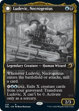 Ludevic, Necrogenius // Olag, Ludevic's Hubris Card Front