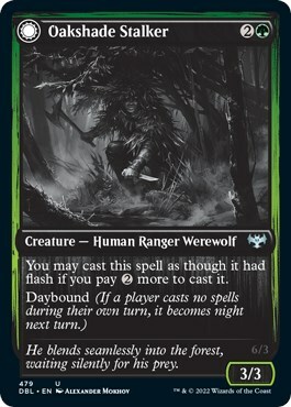 Oakshade Stalker // Moonlit Ambusher Card Front