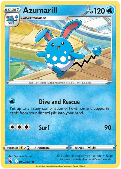 Azumarill [Dive and Rescue | Surf] Card Front