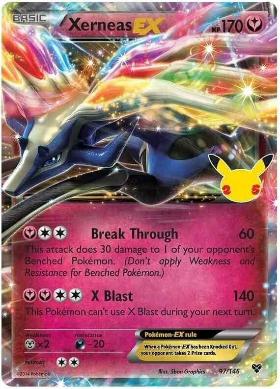 xerneas pokemon card TCG EX Celebrations Full Art Holo 97/146 variation to centering Xerneas EX Celebrations | Pokmon